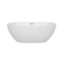 Load image into Gallery viewer, Wyndham Collection Bathtub Wyndham Collection WCBTK156163 Juno 63 Inch Freestanding Bathtub in White with Polished Chrome Drain and Overflow Trim