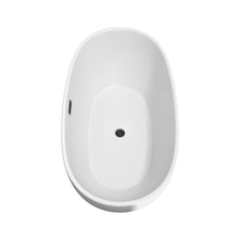 Load image into Gallery viewer, Wyndham Collection Bathtub Wyndham Collection WCBTK156163MBTRIM Juno 63 Inch Freestanding Bathtub in White with Matte Black Drain and Overflow Trim