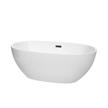 Load image into Gallery viewer, Wyndham Collection Bathtub Wyndham Collection WCBTK156163MBTRIM Juno 63 Inch Freestanding Bathtub in White with Matte Black Drain and Overflow Trim