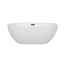 Load image into Gallery viewer, Wyndham Collection Bathtub Wyndham Collection WCBTK156163MBTRIM Juno 63 Inch Freestanding Bathtub in White with Matte Black Drain and Overflow Trim