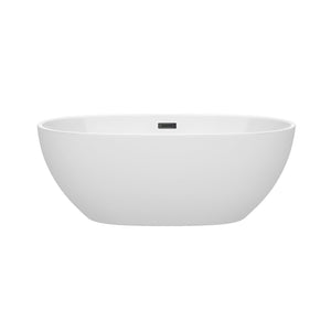 Wyndham Collection Bathtub Wyndham Collection WCBTK156163MBTRIM Juno 63 Inch Freestanding Bathtub in White with Matte Black Drain and Overflow Trim