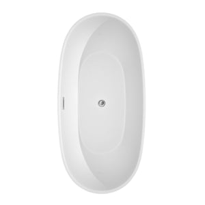 Wyndham Collection Bathtub Wyndham Collection WCBTK156167ATP11PC Juno 67 Inch Freestanding Bathtub in White with Floor Mounted Faucet, Drain and Overflow Trim in Polished Chrome