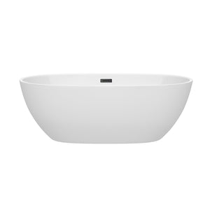Wyndham Collection Bathtub Wyndham Collection WCBTK156167MBTRIM Juno 67 Inch Freestanding Bathtub in White with Matte Black Drain and Overflow Trim