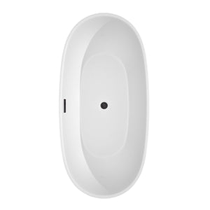 Wyndham Collection Bathtub Wyndham Collection WCBTK156167MBTRIM Juno 67 Inch Freestanding Bathtub in White with Matte Black Drain and Overflow Trim