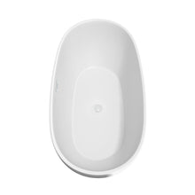 Load image into Gallery viewer, Wyndham Collection Bathtub Wyndham Collection WCBTK156167SWTRIM Juno 67 Inch Freestanding Bathtub in White with Shiny White Drain and Overflow Trim