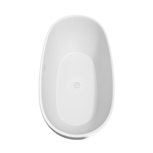 Wyndham Collection Bathtub Wyndham Collection WCBTK156167SWTRIM Juno 67 Inch Freestanding Bathtub in White with Shiny White Drain and Overflow Trim