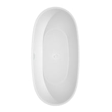 Load image into Gallery viewer, Wyndham Collection Bathtub Wyndham Collection WCBTK156167SWTRIM Juno 67 Inch Freestanding Bathtub in White with Shiny White Drain and Overflow Trim