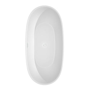 Wyndham Collection Bathtub Wyndham Collection WCBTK156167SWTRIM Juno 67 Inch Freestanding Bathtub in White with Shiny White Drain and Overflow Trim