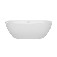 Load image into Gallery viewer, Wyndham Collection Bathtub Wyndham Collection WCBTK156167SWTRIM Juno 67 Inch Freestanding Bathtub in White with Shiny White Drain and Overflow Trim