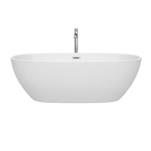 Load image into Gallery viewer, Wyndham Collection Bathtub Wyndham Collection WCBTK156171ATP11PC Juno 71 Inch Freestanding Bathtub in White with Floor Mounted Faucet, Drain and Overflow Trim in Polished Chrome