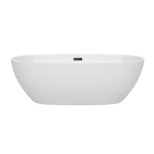 Load image into Gallery viewer, Wyndham Collection Bathtub Wyndham Collection WCBTK156171MBTRIM Juno 71 Inch Freestanding Bathtub in White with Matte Black Drain and Overflow Trim
