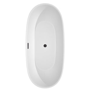 Wyndham Collection Bathtub Wyndham Collection WCBTK156171MBTRIM Juno 71 Inch Freestanding Bathtub in White with Matte Black Drain and Overflow Trim