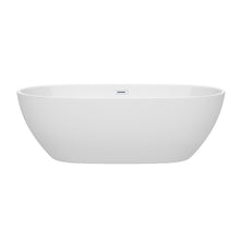 Load image into Gallery viewer, Wyndham Collection Bathtub Wyndham Collection WCBTK156171SWTRIM Juno 71 Inch Freestanding Bathtub in White with Shiny White Drain and Overflow Trim