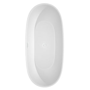 Wyndham Collection Bathtub Wyndham Collection WCBTK156171SWTRIM Juno 71 Inch Freestanding Bathtub in White with Shiny White Drain and Overflow Trim