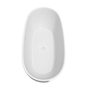 Wyndham Collection Bathtub Wyndham Collection WCBTK156171SWTRIM Juno 71 Inch Freestanding Bathtub in White with Shiny White Drain and Overflow Trim
