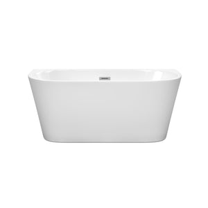 Wyndham Collection Bathtub Wyndham Collection WCBTM153459 Callie 59 Inch Freestanding Bathtub in White with Polished Chrome Drain and Overflow Trim