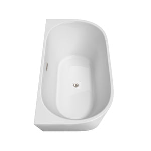 Wyndham Collection Bathtub Wyndham Collection WCBTM153459ATP11BN Callie 59 Inch Freestanding Bathtub in White with Floor Mounted Faucet, Drain and Overflow Trim in Brushed Nickel