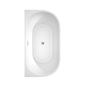 Wyndham Collection Bathtub Wyndham Collection WCBTM153459ATP11PC Callie 59 Inch Freestanding Bathtub in White with Floor Mounted Faucet, Drain and Overflow Trim in Polished Chrome