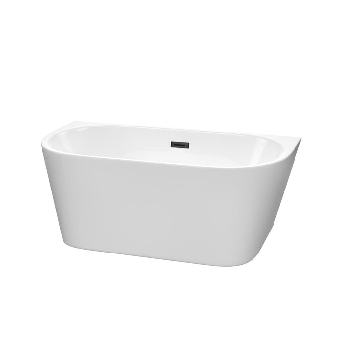 Wyndham Collection Bathtub Wyndham Collection WCBTM153459MBTRIM Callie 59 Inch Freestanding Bathtub in White with Matte Black Drain and Overflow Trim