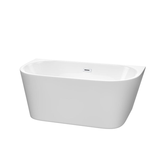 Wyndham Collection Bathtub Wyndham Collection WCBTM153459SWTRIM Callie 59 Inch Freestanding Bathtub in White with Shiny White Drain and Overflow Trim