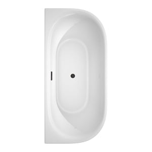 Wyndham Collection Bathtub Wyndham Collection WCBTM153567MBTRIM Cybill 67 Inch Freestanding Bathtub in White with Matte Black Drain and Overflow Trim