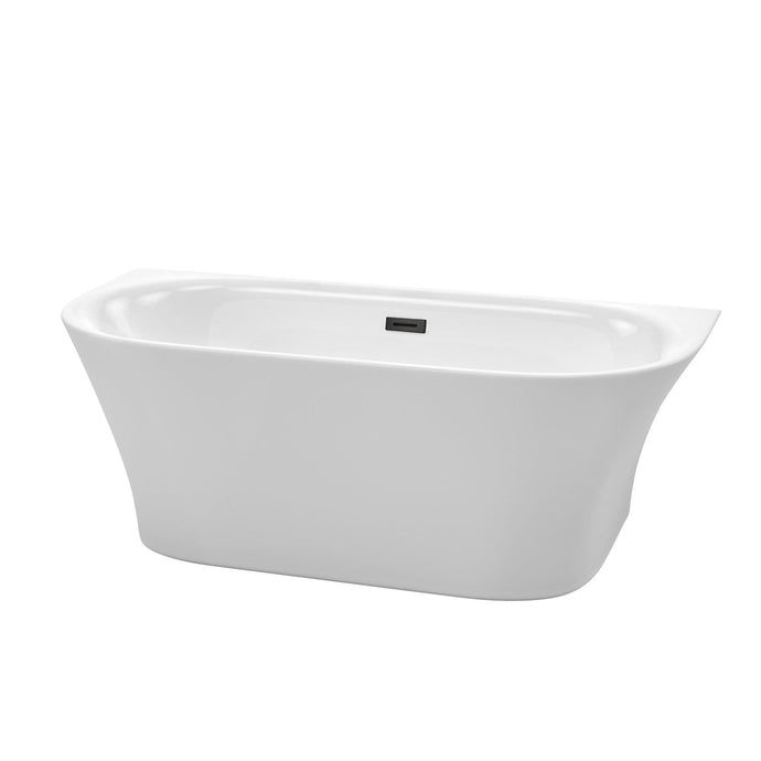 Wyndham Collection Bathtub Wyndham Collection WCBTM153567MBTRIM Cybill 67 Inch Freestanding Bathtub in White with Matte Black Drain and Overflow Trim
