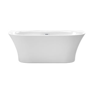 Wyndham Collection Bathtub Wyndham Collection WCBTM153567SWTRIM Cybill 67 Inch Freestanding Bathtub in White with Shiny White Drain and Overflow Trim