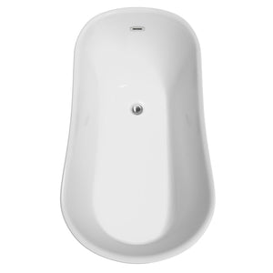 Wyndham Collection Bathtub Wyndham Collection WCBTO85467 Janice 67 Inch Freestanding Bathtub in White with Polished Chrome Drain and Overflow Trim