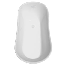 Load image into Gallery viewer, Wyndham Collection Bathtub Wyndham Collection WCBTO85467SWTRIM Janice 67 Inch Freestanding Bathtub in White with Shiny White Drain and Overflow Trim