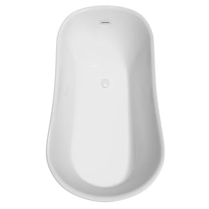 Wyndham Collection Bathtub Wyndham Collection WCBTO85467SWTRIM Janice 67 Inch Freestanding Bathtub in White with Shiny White Drain and Overflow Trim