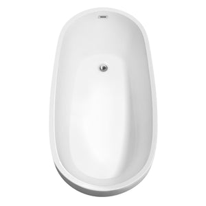 Wyndham Collection Bathtub Wyndham Collection WCBTO85968ATP11PC Florence 68 Inch Freestanding Bathtub in White with Floor Mounted Faucet, Drain and Overflow Trim in Polished Chrome