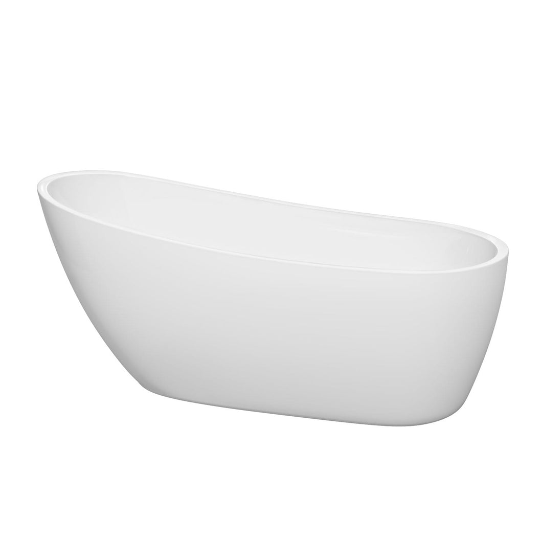 Wyndham Collection Bathtub Wyndham Collection WCBTO85968BNTRIM Florence 68 Inch Freestanding Bathtub in White with Brushed Nickel Drain and Overflow Trim