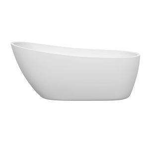 Wyndham Collection Bathtub Wyndham Collection WCBTO85968SWTRIM Florence 68 Inch Freestanding Bathtub in White with Shiny White Drain and Overflow Trim