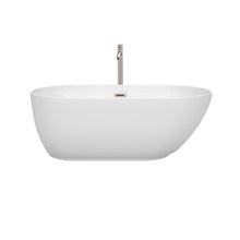 Load image into Gallery viewer, Wyndham Collection Bathtub Wyndham Collection WCOBT100060ATP11BN Melissa 60 Inch Freestanding Bathtub in White with Floor Mounted Faucet, Drain and Overflow Trim in Brushed Nickel
