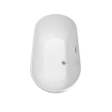 Load image into Gallery viewer, Wyndham Collection Bathtub Wyndham Collection WCOBT100060ATP11BN Melissa 60 Inch Freestanding Bathtub in White with Floor Mounted Faucet, Drain and Overflow Trim in Brushed Nickel