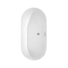 Load image into Gallery viewer, Wyndham Collection Bathtub Wyndham Collection WCOBT100060ATP11BN Melissa 60 Inch Freestanding Bathtub in White with Floor Mounted Faucet, Drain and Overflow Trim in Brushed Nickel
