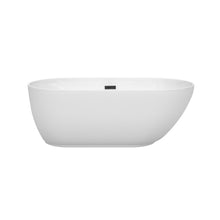 Load image into Gallery viewer, Wyndham Collection Bathtub Wyndham Collection WCOBT100060MBTRIM Melissa 60 Inch Freestanding Bathtub in White with Matte Black Drain and Overflow Trim