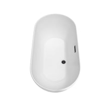 Load image into Gallery viewer, Wyndham Collection Bathtub Wyndham Collection WCOBT100060MBTRIM Melissa 60 Inch Freestanding Bathtub in White with Matte Black Drain and Overflow Trim