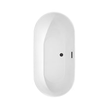 Load image into Gallery viewer, Wyndham Collection Bathtub Wyndham Collection WCOBT100060MBTRIM Melissa 60 Inch Freestanding Bathtub in White with Matte Black Drain and Overflow Trim