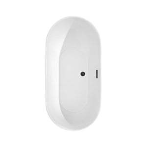 Wyndham Collection Bathtub Wyndham Collection WCOBT100060MBTRIM Melissa 60 Inch Freestanding Bathtub in White with Matte Black Drain and Overflow Trim