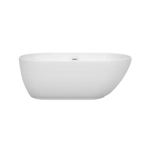 Wyndham Collection Bathtub Wyndham Collection WCOBT100060SWTRIM Melissa 60 Inch Freestanding Bathtub in White with Shiny White Drain and Overflow Trim