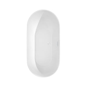 Wyndham Collection Bathtub Wyndham Collection WCOBT100060SWTRIM Melissa 60 Inch Freestanding Bathtub in White with Shiny White Drain and Overflow Trim