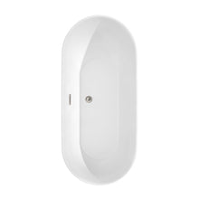 Load image into Gallery viewer, Wyndham Collection Bathtub Wyndham Collection WCOBT100065ATP11BN Melissa 65 Inch Freestanding Bathtub in White with Floor Mounted Faucet, Drain and Overflow Trim in Brushed Nickel