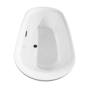 Wyndham Collection Bathtub Wyndham Collection WCOBT100065MBTRIM Melissa 65 Inch Freestanding Bathtub in White with Matte Black Drain and Overflow Trim
