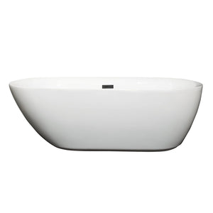 Wyndham Collection Bathtub Wyndham Collection WCOBT100065MBTRIM Melissa 65 Inch Freestanding Bathtub in White with Matte Black Drain and Overflow Trim
