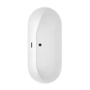 Wyndham Collection Bathtub Wyndham Collection WCOBT100065MBTRIM Melissa 65 Inch Freestanding Bathtub in White with Matte Black Drain and Overflow Trim