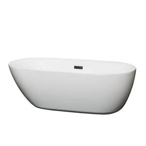 Wyndham Collection Bathtub Wyndham Collection WCOBT100065MBTRIM Melissa 65 Inch Freestanding Bathtub in White with Matte Black Drain and Overflow Trim