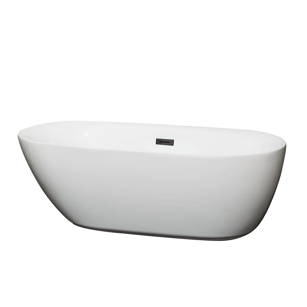 Wyndham Collection Bathtub Wyndham Collection WCOBT100065MBTRIM Melissa 65 Inch Freestanding Bathtub in White with Matte Black Drain and Overflow Trim
