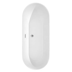 Wyndham Collection Bathtub Wyndham Collection WCOBT100071ATP11PC Melissa 71 Inch Freestanding Bathtub in White with Floor Mounted Faucet, Drain and Overflow Trim in Polished Chrome