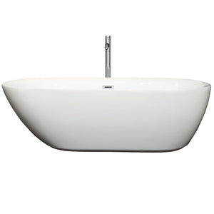 Wyndham Collection Bathtub Wyndham Collection WCOBT100071ATP11PC Melissa 71 Inch Freestanding Bathtub in White with Floor Mounted Faucet, Drain and Overflow Trim in Polished Chrome